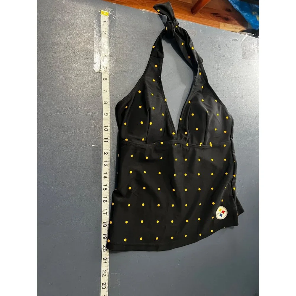 NFL Team Apparel Steelers Polka Dot Tankini Swim  Top M Swim Beach Vacation Reso